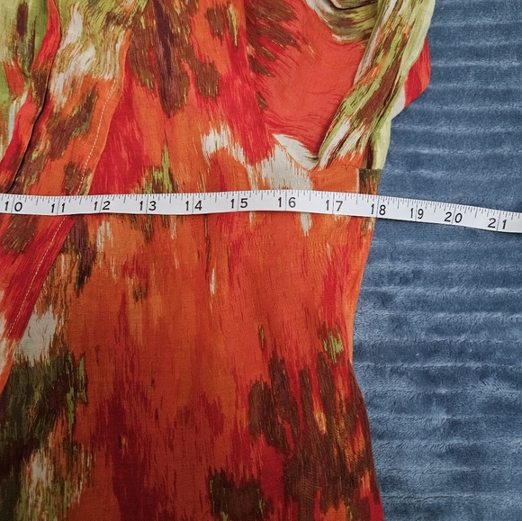 Talbots Vibrant Orange and Green Blouse with pockets! - Picture 5 of 6
